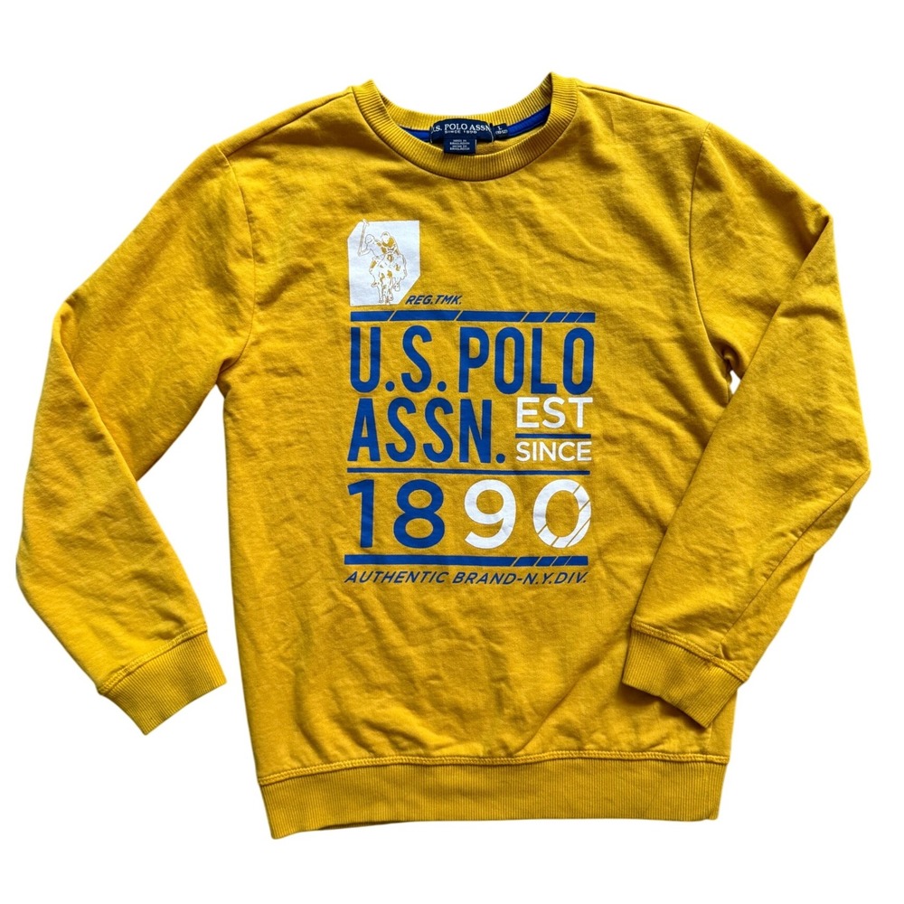 U.S. Polo Assn. Kids Yellow Crewneck Sweatshirt, EST 1890, Size L